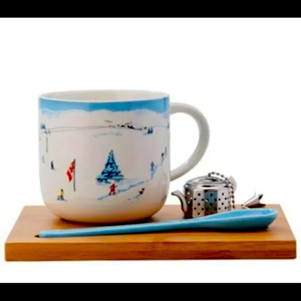Indigo Ski Scene Tea Sets New in Box